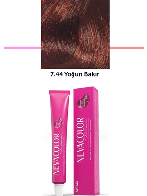 Nevacolor  Premium 7.44 Yoğun Bakır - Kalıcı Krem Saç Boyası 50 G Tüp