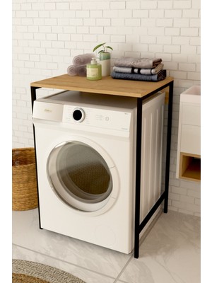 Çamaşır Makinesi Üstü Düzenleyici | Kurutma Makinesi Üstü Geniş Organizer - Safir Meşe