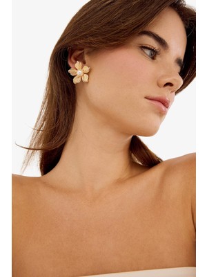 DeFacto Kadın Çiçekli Gold Küpe F0890AXNS