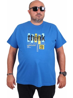 Starbattal Erkek Büyük Beden Sıfır Yaka Tişört Think 25184 Saks