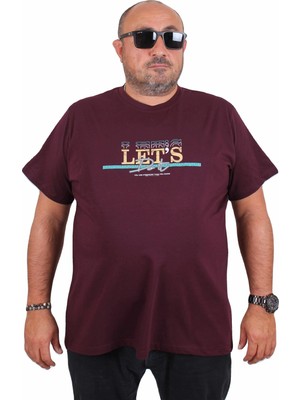 Starbattal Erkek Büyük Beden Sıfır Yaka Tişört Let's Do It 25186 Murdum