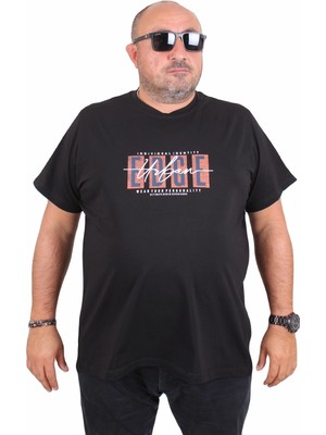 Starbattal Erkek Büyük Beden Sıfır Yaka Tişört Edge 25190 Sıyah