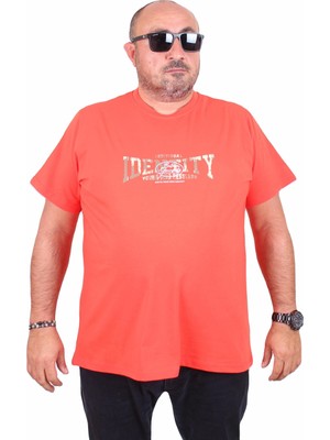Starbattal Erkek Büyük Beden Sıfır Yaka Tişört Identity 25189 Nar Çiçeği