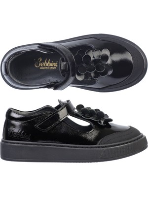 Este-Siyah Hakiki Deri Kız Çocuk Okul Ayakkabısı