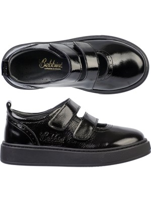 Twin-Siyah  Hakiki Deri Kız Çocuk Okul Ayakkabısı