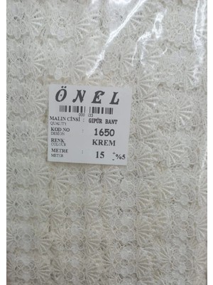 Dantel Polyester Güpür Bant Krem 15 Metre En 6 cm ON-1650-KR