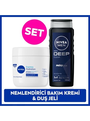 Men Erkek Deep Dimension Banyo Duş Jeli 500ML ve Yoğun Nemlendirici El ve Vücut Bakım Kremi 400ML