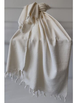 %100 Pamuk Düz Havlu PEŞTEMAL-90X170 Cm-Ekru Plaj Havlusu