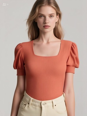 Hazelin Kadın Gül Kurusu Kare Yaka Örme Bluz HZL22W-BD104091