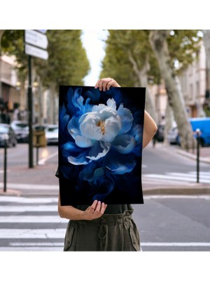 Çerçevesiz Poster, Dijital Baskı, Mavi Beyaz Şakayık , Ofis Salon Oturma Odası Dekorasyon , Poster