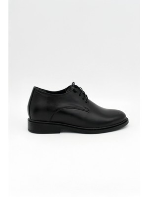 One Erkek Hakiki Deri El Yapımı Siyah Klasik 7 cm Boy Uzatan Ayakkabı