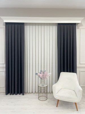 Brillant Füme Gri Renk Keten Görünümlü 1/3 Sık Pile Fon Perde