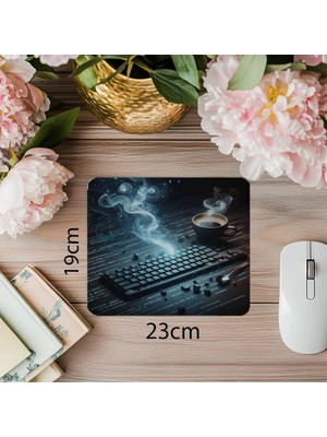 Luluyen Kahve Buharı Arasında Kod Akışı Mouse Pad - 19X23 cm 2 mm Dikdörtgen Ithal Baskılı Mouse Pad