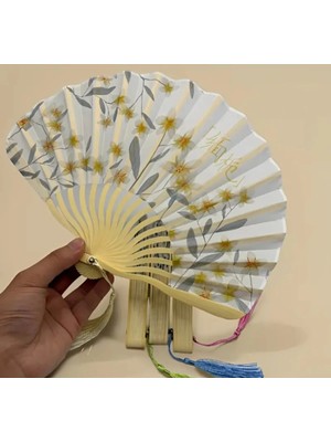 Tasarımlı Retro Bambu Katlanır Yelpaze - Japon Tarzı El Yelpazesi