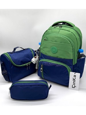 Suya Dayanıklı Kumaş Folyo Beslenmelikli ve Kalemlikli Sırt Ilkokul Çantası 3'lü Set