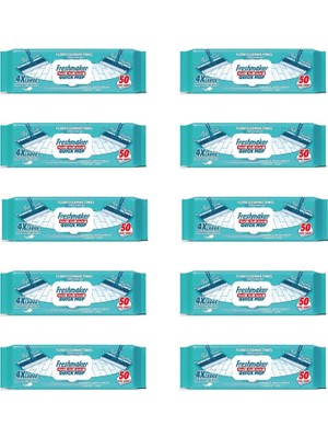 Freshmaker Karbonat ve Beyaz Sirke Katkılı Yüzey Yer Temizlik Mandallı Mop Havlusu - 50'li 10 Paket