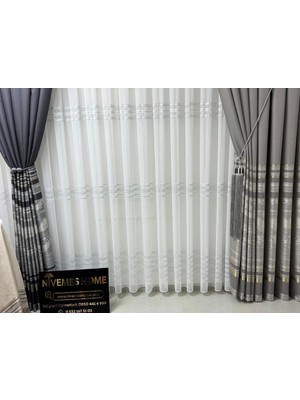 Nivemeshome Urla V-5404 Gri 1/3 Sık Pileli Fon Perde Apm