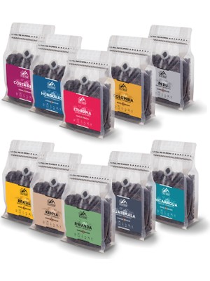 Vestron Dünya Kahveleri Filtre Kahve Deneme Paketi Seti 10x50g %100 Arabica Medium Roast Single Origin V10