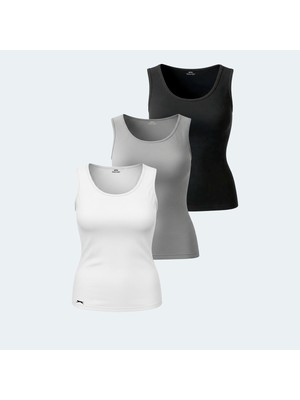 Slazenger VATIK 3 lü Set Kadın  Beyaz - Gri - Siyah Atlet