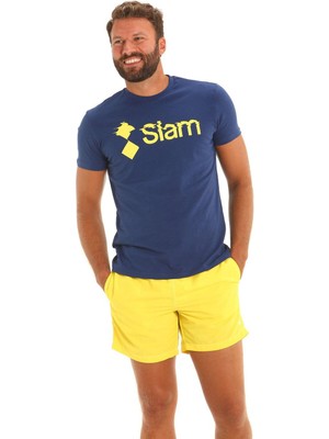 Slam E112 Erkek Mavi Tişört