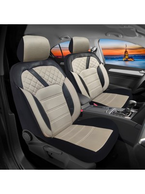 Oto Pandami  Jeep Compass 1 2007-2010 Uyumlu 1+1 Krem Tay Tüyü Koltuk Kılıfı