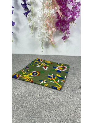 Yeşil Çengelköy Desenli Pullu Yazma Eşarp - Günlük, Nişan ve Çeyizlik