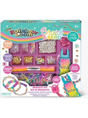Rainbow Loom Braid & Bead Set – 2000 Lastik, 390 Boncuk, Auto Loom, Bileklik Yapım Kiti