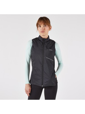 Decathlon Kiprun Kadın Koşu Yeleği Siyah Hafif Rüzgar Geçirmez Elyaf Dolgulu 184 Gram