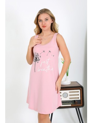 Akbeniz Kadın Kalın Askılı Penye Gecelik Pembe 1777