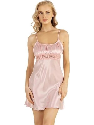 Bicomi Somon Kısa Saten Gecelik 8208