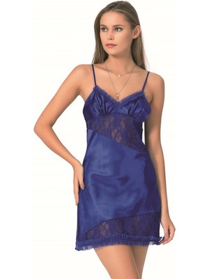 Bicomi Saks Kısa Saten Gecelik