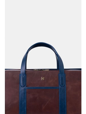 Leonard Hakiki Deri Unisex Askılı Seyahat Çantası