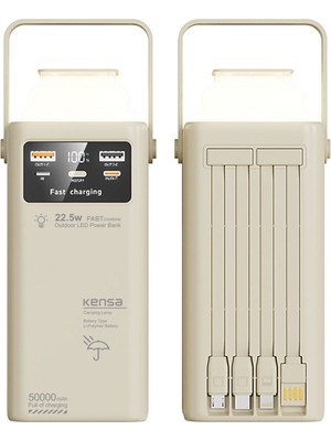 Kensa Powerstation 30.000 Mah 22.5W Hızlı Şarj Powerbank El Feneri Özellikli Taşınabilir Şarj Cihazı