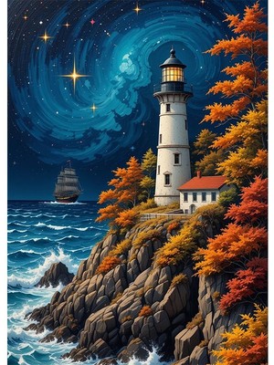 Bedeko Deniz Feneri Resimli Mdf Tablo