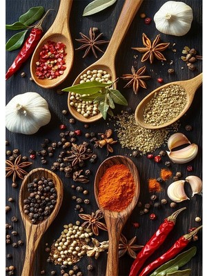 Bedeko Baharat Çeşitleri Resimli Mdf Tablo