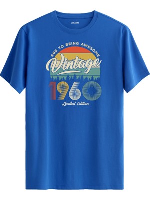 Colermi Vintage Tişört Nostalji 1960 Doğum Tarihli Bisiklet Yaka  Basic Tişört Vintage Tasarım Tişört