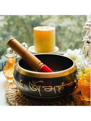 El Yapımı Pirinç Meditasyon Yoga Çanı Tokmaklı Tibet Singing Bowl Spiritüel Ses Terapisi Şifa Kasesi