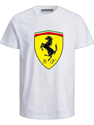 Sarı Zemin At Logolu Pamuklu Tshirt