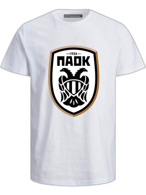 Paok Παοκ Πανθεσσαλονίκειος Αθλητικός Όμιλος Κωνσταντινοπολιτών Baskılı Pamuklu T-Shirt