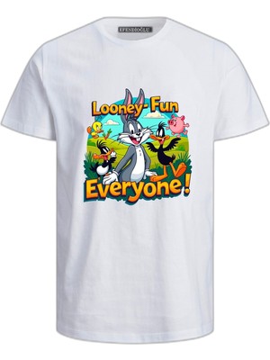 Herkes Looney T Hayranı Baskılı Pamuklu Çocuk Tshirt