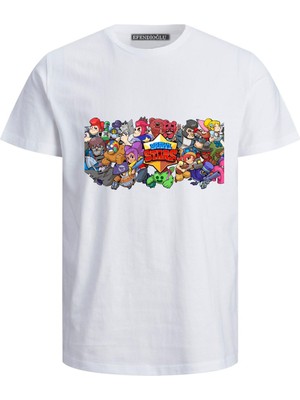 Brawl Stars Karakterleri Bakılı Çocuk Pamuklu Tişört