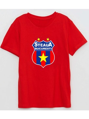 Steaua București (Fcsb) Büyük Baskılı Pamuklu Tshirt
