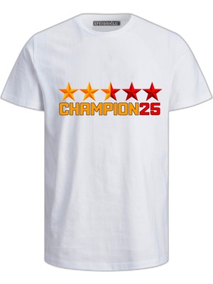 CHAMPION25 Baskılı 5 Yıldız Pamuklu Yetişkin Tişört