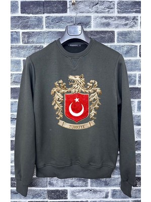 Büyük Türkiye Bozkurt Baskılı Milli Takım Logo Pamuklu Erkek Sweatshirt