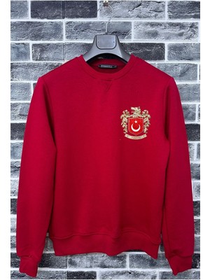 Türkiye Bozkurt Küçük Baskılı Milli Takım Logo Pamuklu Erkek Sweatshirt