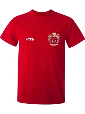 Türk Yazılı Kurt Logolu Ay Yıldızlı Baskılı Pamuklu Tişört