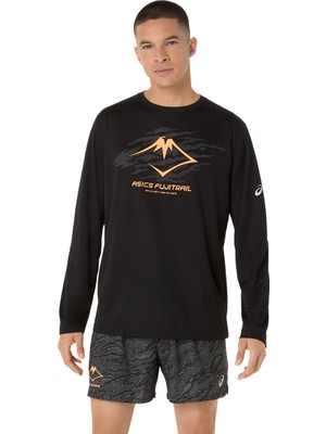 Asics Fujitrail Logo Ls Top Erkek Siyah Beyaz Tshirt 2011D391-001