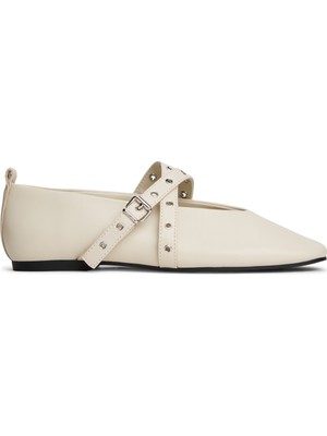 Tommy Hilfiger Deri Ekru Kadın Babet EN0EN02868