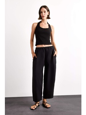 DeFacto Relax Fit Beli Lastikli Düz Paça Bilek Boy Pantolon G0431AX25SM