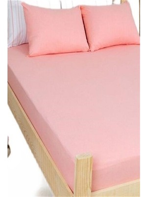 More Home More  Home Çift Kişilik Lastikli Çarşaf Seti + 2 Yastık Kılıfı 180 x 200 Somon